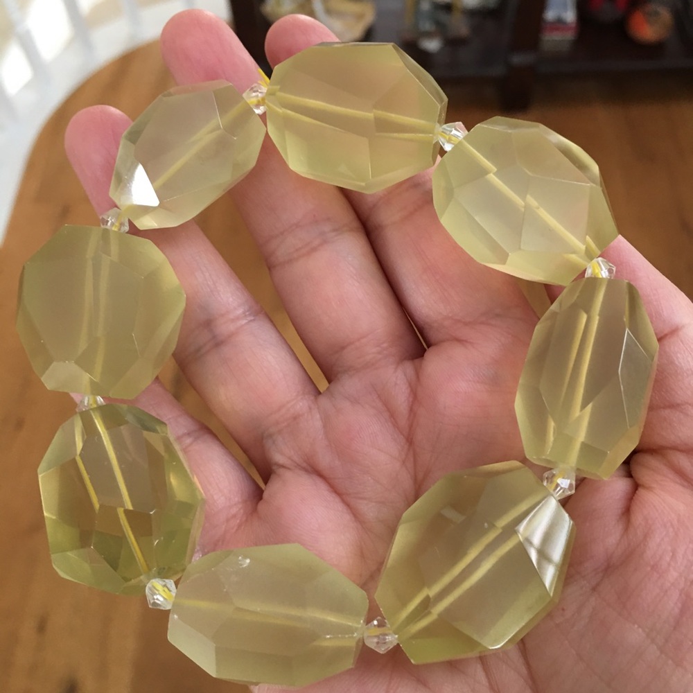 Lime citrine stretchy bracelet bangle - Picture 3 of 6